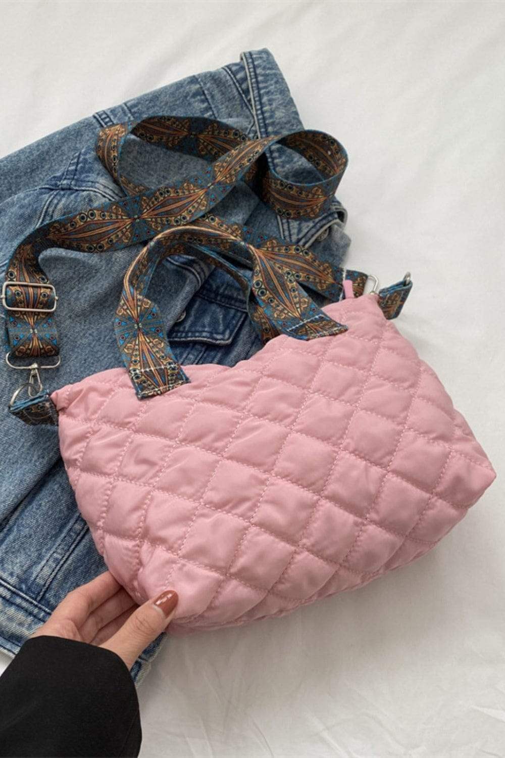 Bubble Textured Printed Strap Handbag - Trendsi - Flyclothing LLC
