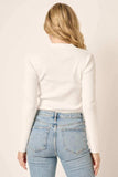 Mittoshop Polo Long Sleeve Ribbed Knit Top - Trendsi - Flyclothing LLC