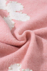 Pearl Trim Flower Round Neck Sweater - Trendsi - Flyclothing LLC