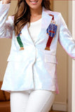 Sequin Nutcracker Long Sleeve Blazer - Trendsi