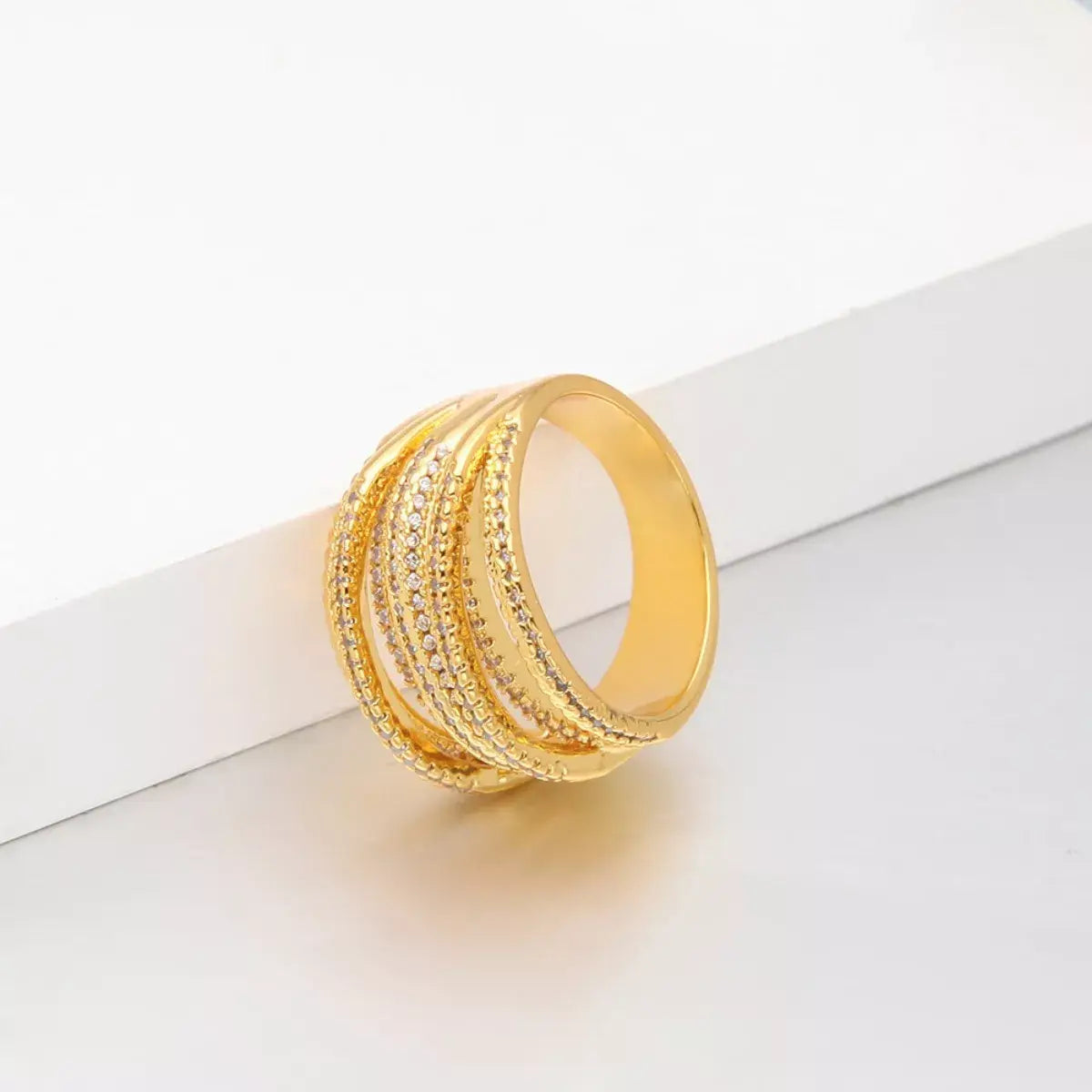 18K Gold-Plated Multi-Row Ring - Trendsi - Flyclothing LLC