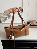 Solid Color Leather Shoulder Bag - Trendsi - Flyclothing LLC