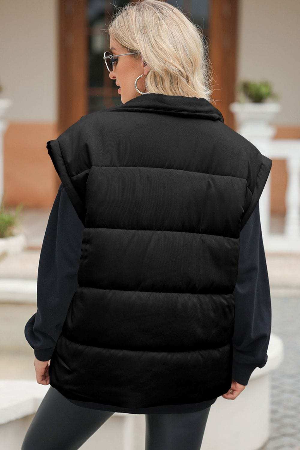 Zip Up Puffer Vest Coat with Pockets - Trendsi - Flyclothing LLC