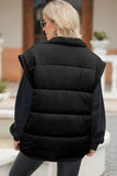 Zip Up Puffer Vest Coat with Pockets - Trendsi