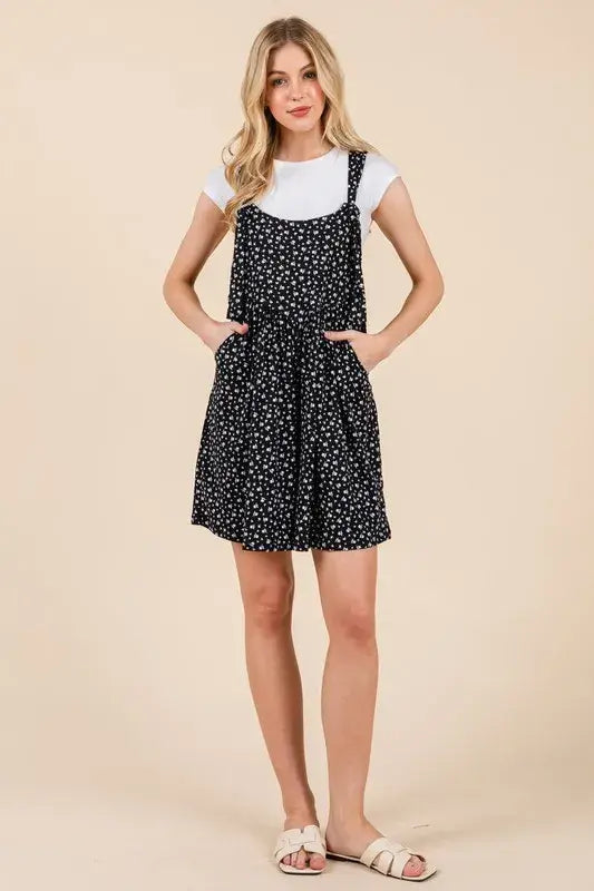 BOMBOM Floral Print Overalls with Pockets - Trendsi - Flyclothing LLC