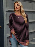 Striped Round Neck Long Sleeve T-Shirt - Trendsi - Flyclothing LLC