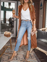 Open Front Long Sleeve Coat - Trendsi - Flyclothing LLC