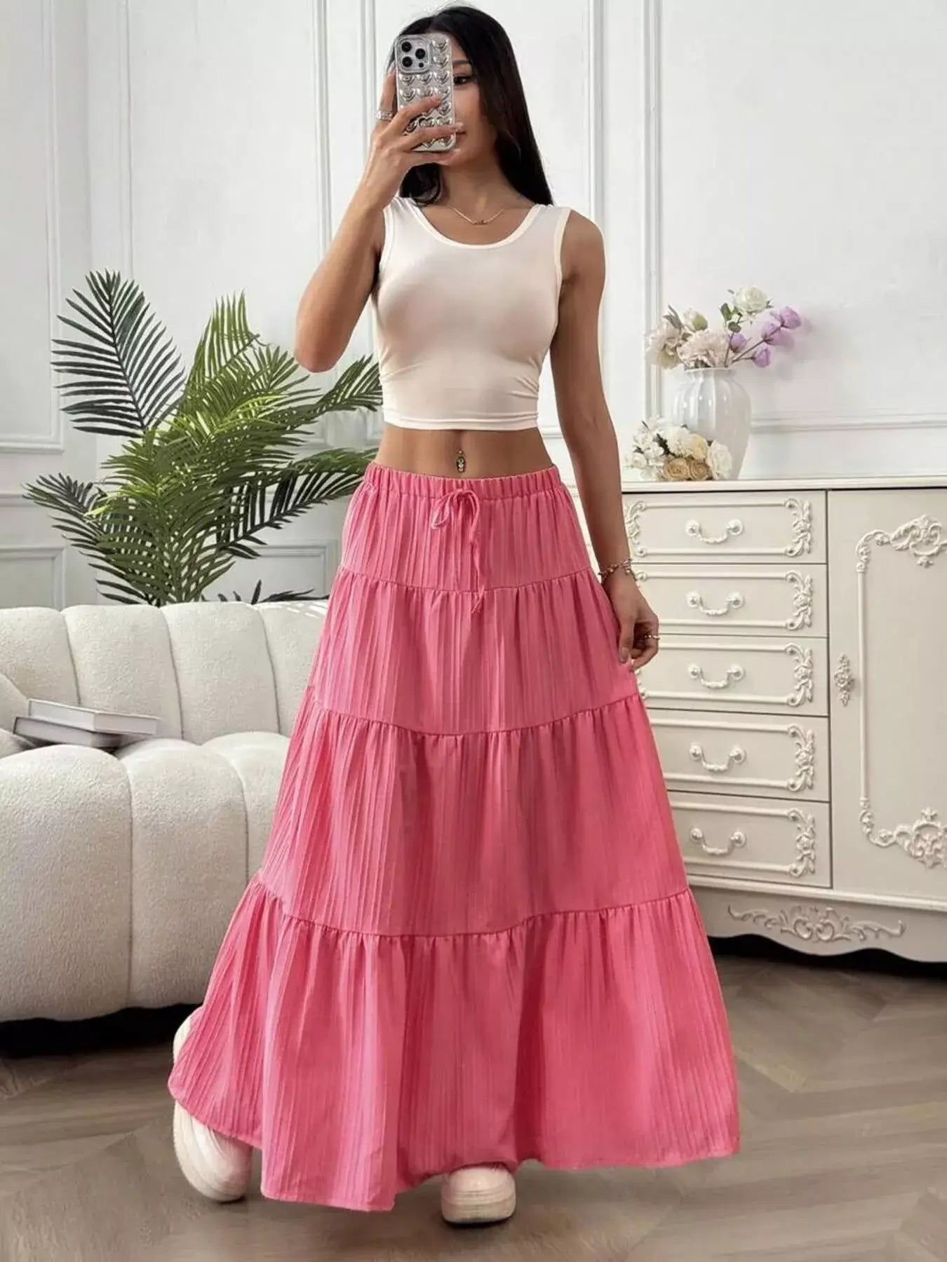 Flowy Tiered Maxi Skirt - Trendsi - Flyclothing LLC