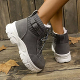 Plush Lining Lace Up Boots - Trendsi - Flyclothing LLC