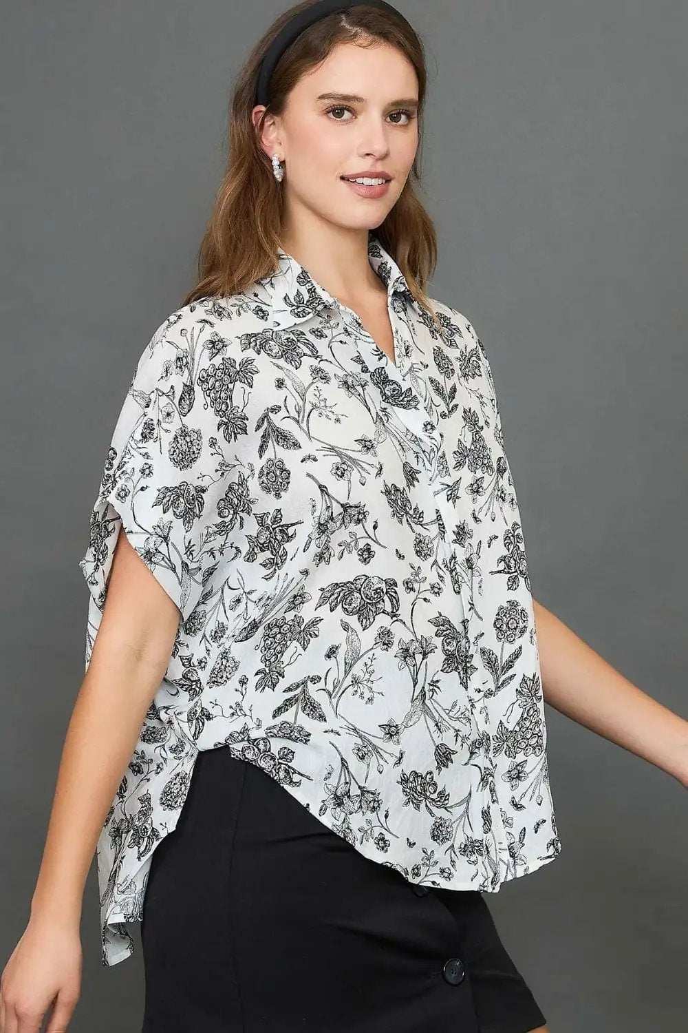 Umgee Full Size Two Tone Floral Print Top Plus Size - Trendsi - Flyclothing LLC