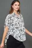 Umgee Full Size Two Tone Floral Print Top Plus Size - Trendsi