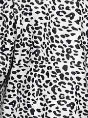Full Size Leopard Collared Neck Button Up Long Sleeve Jacket - Trendsi