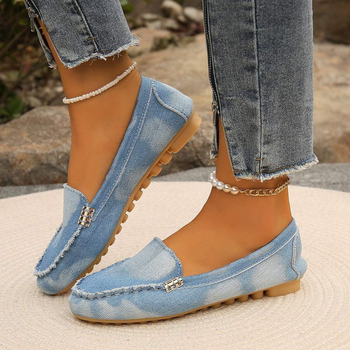 Round Toe Flat Loafers - Trendsi - Flyclothing LLC