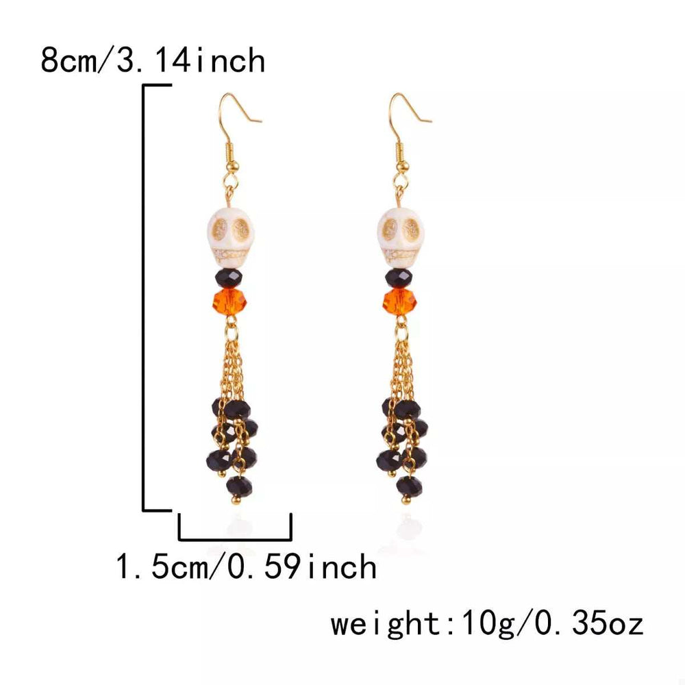 Halloween Skull Beaded Drop Earrings - Trendsi - Flyclothing LLC