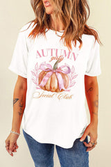 Pumpkin Graphic Round Neck Short Sleeve T-Shirt - Trendsi - Flyclothing LLC