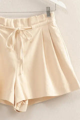 HYFVE High-Waisted Washed Twill Paperbag Shorts - Trendsi - Flyclothing LLC