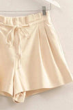 HYFVE High-Waisted Washed Twill Paperbag Shorts - Trendsi - Flyclothing LLC