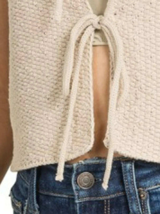 Zenana Tie Front Cropped Sweater Vest - Trendsi - Flyclothing LLC