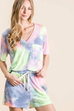 BiBi Tie Dye Casual Shorts with Twill Tape Drawstring - Trendsi - Flyclothing LLC
