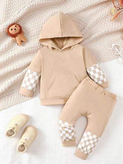 Checkered Long Sleeve Sweatshirt and Pants Set - Trendsi - Flyclothing LLC