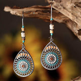 Alloy Oil Drip Beaded Teardrop Earrings - Trendsi - Flyclothing LLC
