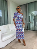 Slit Printed Single Shoulder Midi Dress - Trendsi - Flyclothing LLC