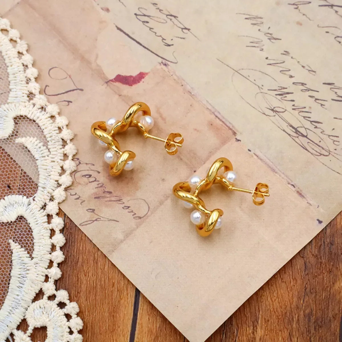 18K Gold-Plated Pearl Earrings - Trendsi - Flyclothing LLC
