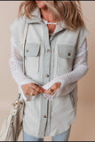 Pocketed Curved Hem Button Up Vest - Trendsi