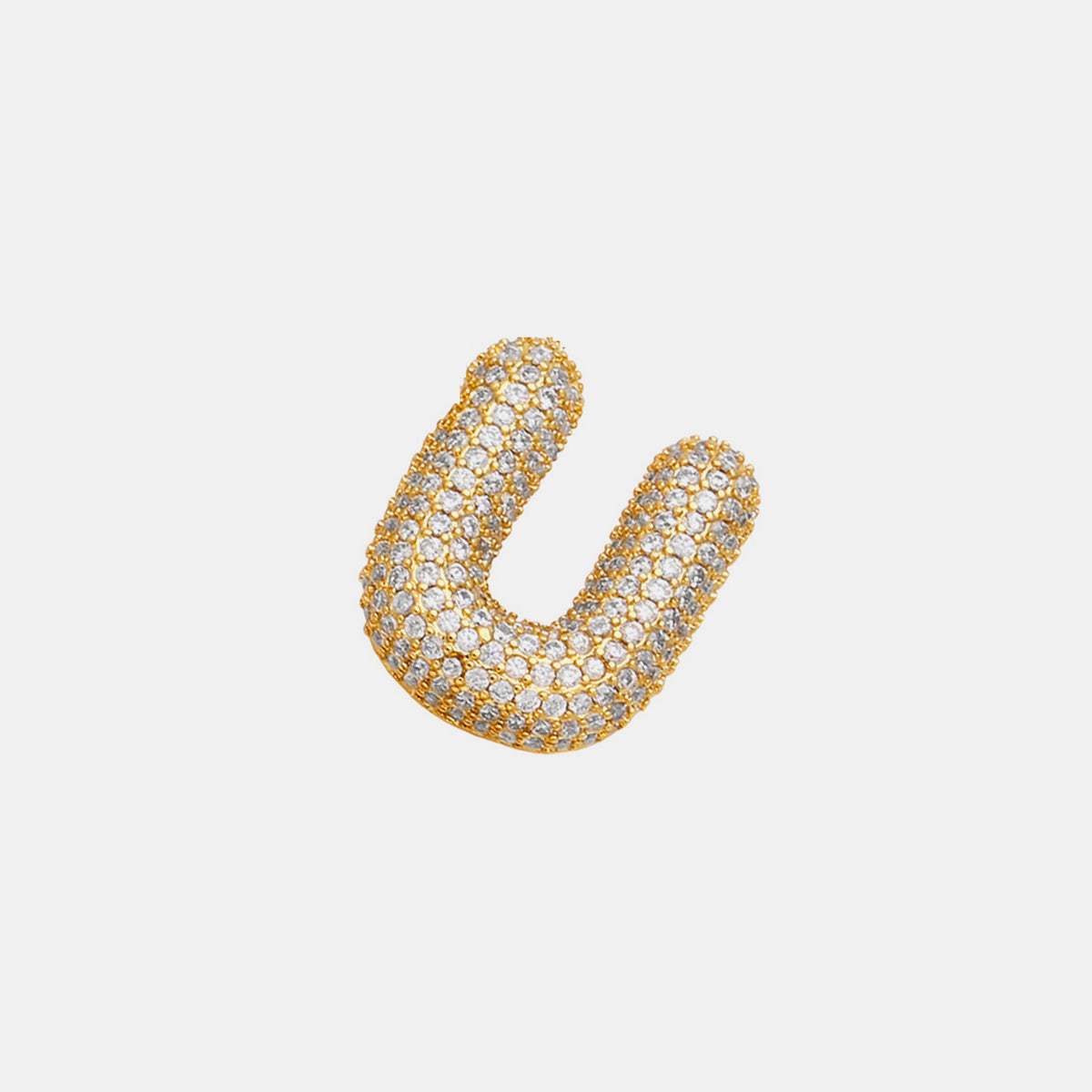 Gold-Plated Inlaid Zircon Letter Necklace - Trendsi - Flyclothing LLC