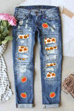 Distressed Pumpkin Jeans with Pockets - Trendsi
