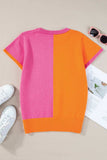 Contrast Round Neck Cap Sleeve Sweater - Trendsi - Flyclothing LLC