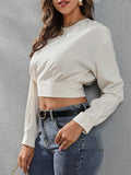 Round Neck Long Sleeve Blouse - Trendsi