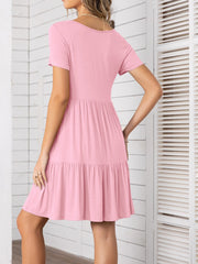 Round Neck Short Sleeve Mini Tee Dress - Trendsi