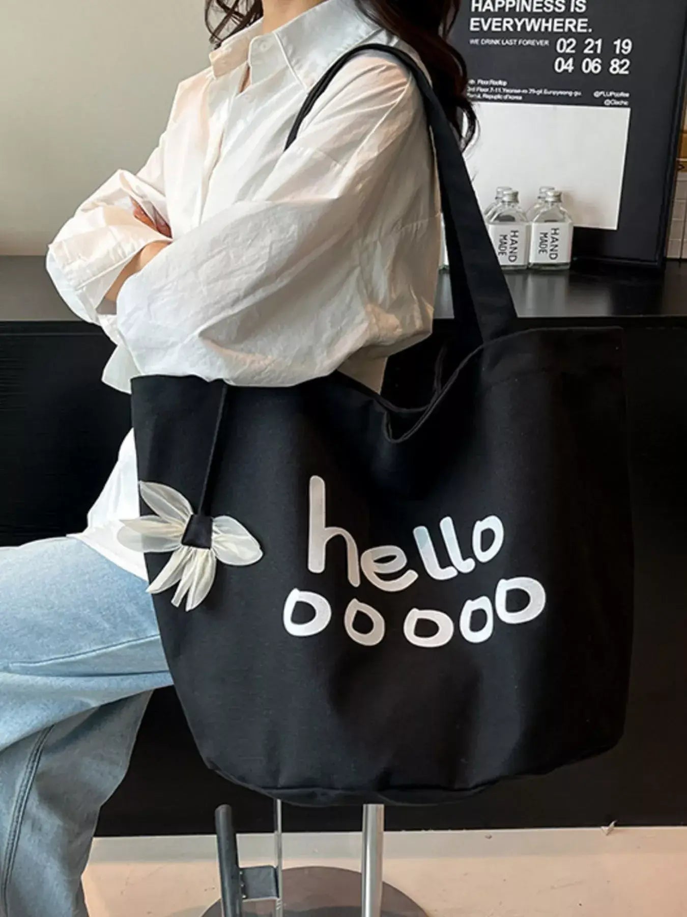 Letter Canvas Tote Bag - Trendsi - Flyclothing LLC