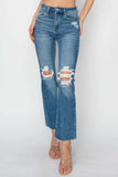 RISEN High Rise Distressed Ankle Jeans - Trendsi - Flyclothing LLC