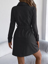 Button-Front Corduroy Shirt Dress - Trendsi - Flyclothing LLC
