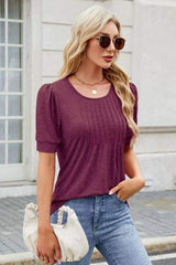 Round Neck Short Sleeve T-Shirt - Trendsi - Flyclothing LLC