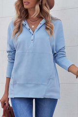 Quarter-Snap Dropped Shoulder Hoodie - Trendsi - Flyclothing LLC