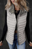 Pocketed Zip Up Vest Coat - Trendsi - Flyclothing LLC