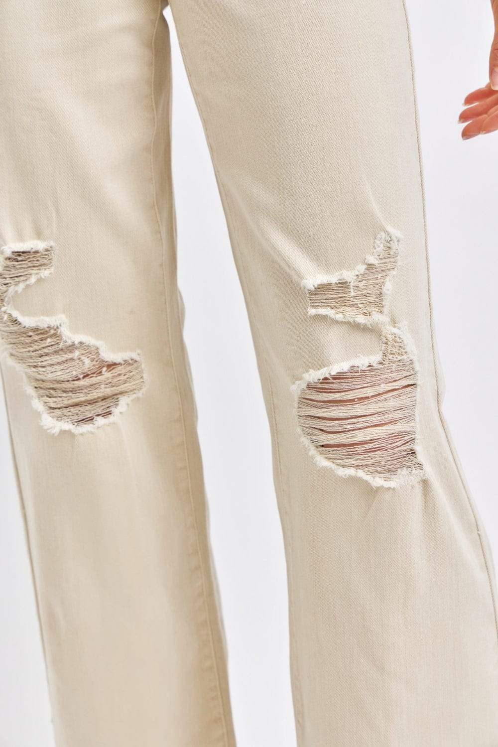 Judy Blue Full Size High Waist Distressed Wide Leg Jeans - Trendsi - Flyclothing LLC