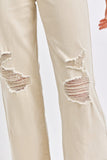 Judy Blue Full Size High Waist Distressed Wide Leg Jeans - Trendsi