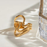 Stainless Steel Corrugated Open Ring - Trendsi