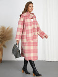 Plaid Button Up Long Sleeve Coat - Trendsi