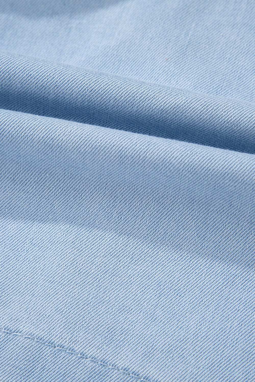 Backless Halter Neck Denim Top - Trendsi - Flyclothing LLC