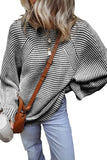 Textured Striped Round Neck Long Sleeve Top - Trendsi