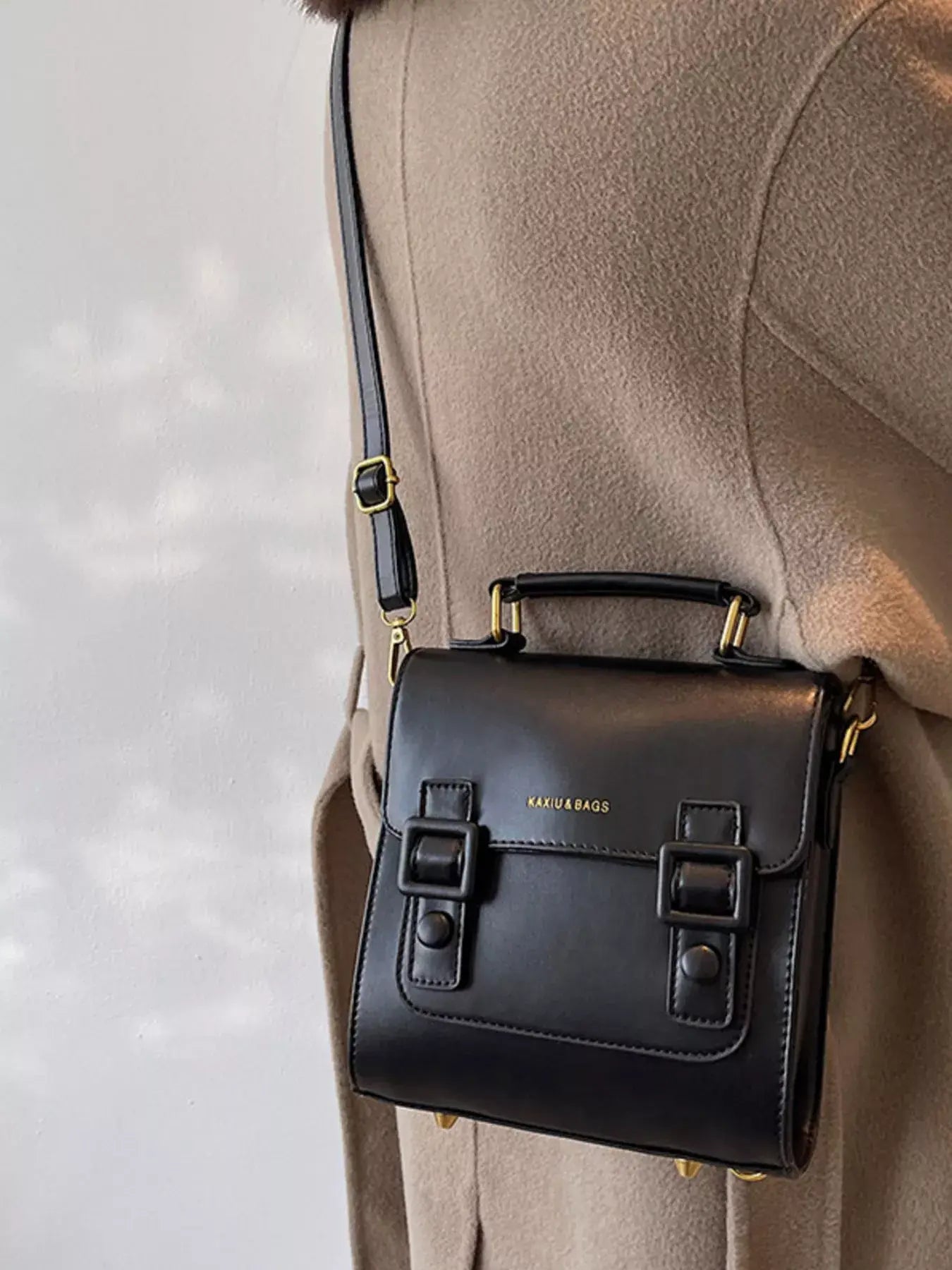 Double Buckle Square Backpack Bag - Trendsi - Flyclothing LLC