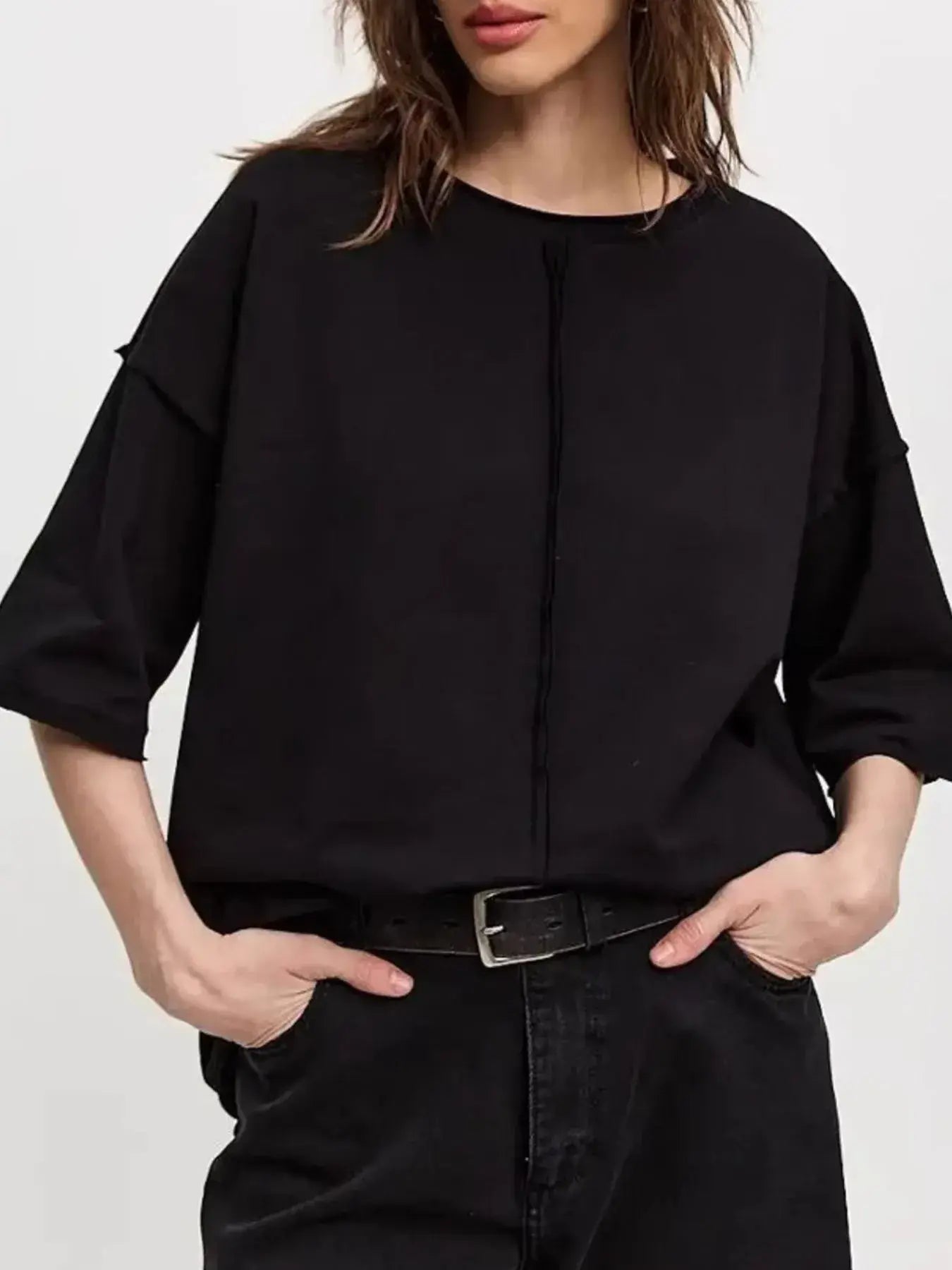 Round Neck Half Sleeve T-Shirt - Trendsi - Flyclothing LLC