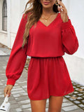 Cutout V-Neck Long Sleeve Mini Dress - Trendsi - Flyclothing LLC