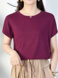 Round Neck Short Sleeve T-Shirt - Trendsi - Flyclothing LLC