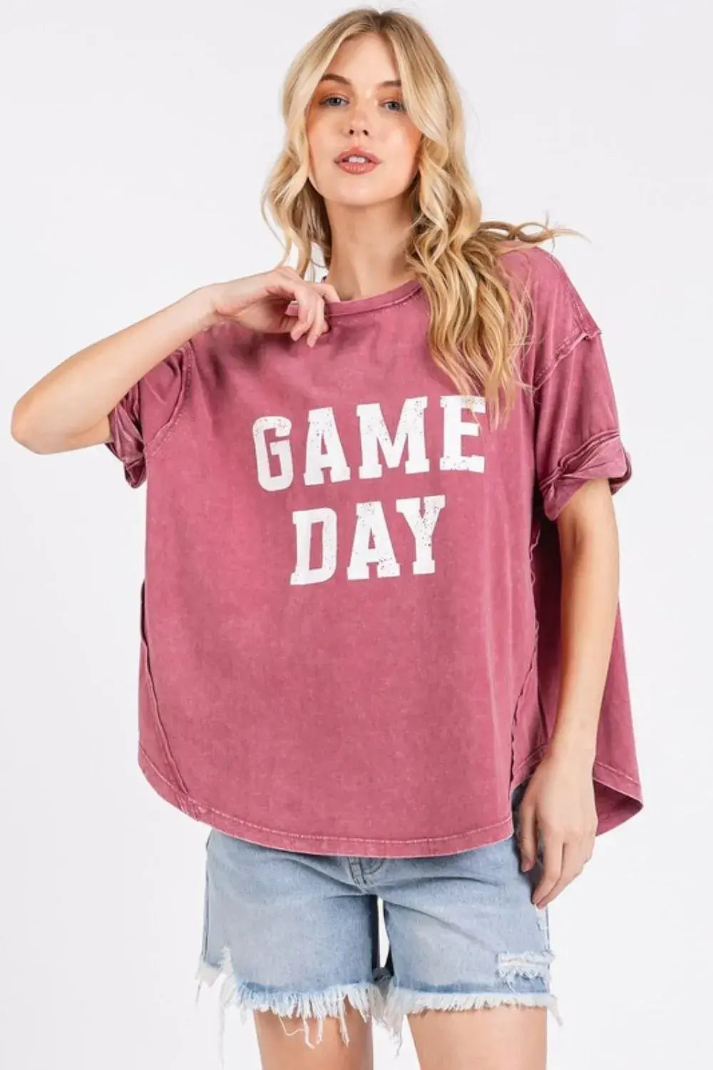 Mittoshop GAME DAY Round Neck Short Sleeve T-Shirt - Trendsi - Flyclothing LLC